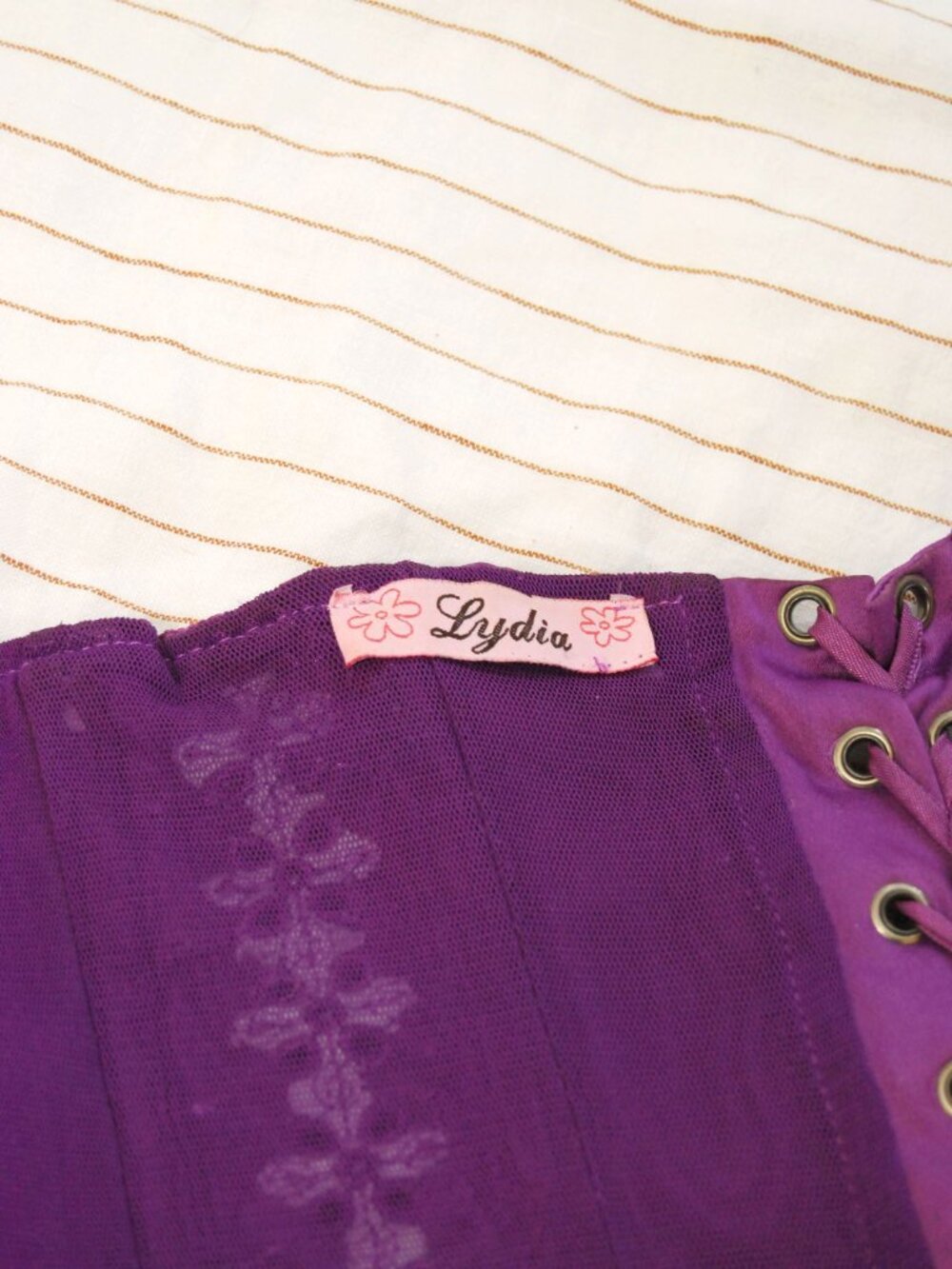 Y2K Sequin Corset (M) medium purple vintage top lingerie sexy full length beaded - Picture 8 of 9